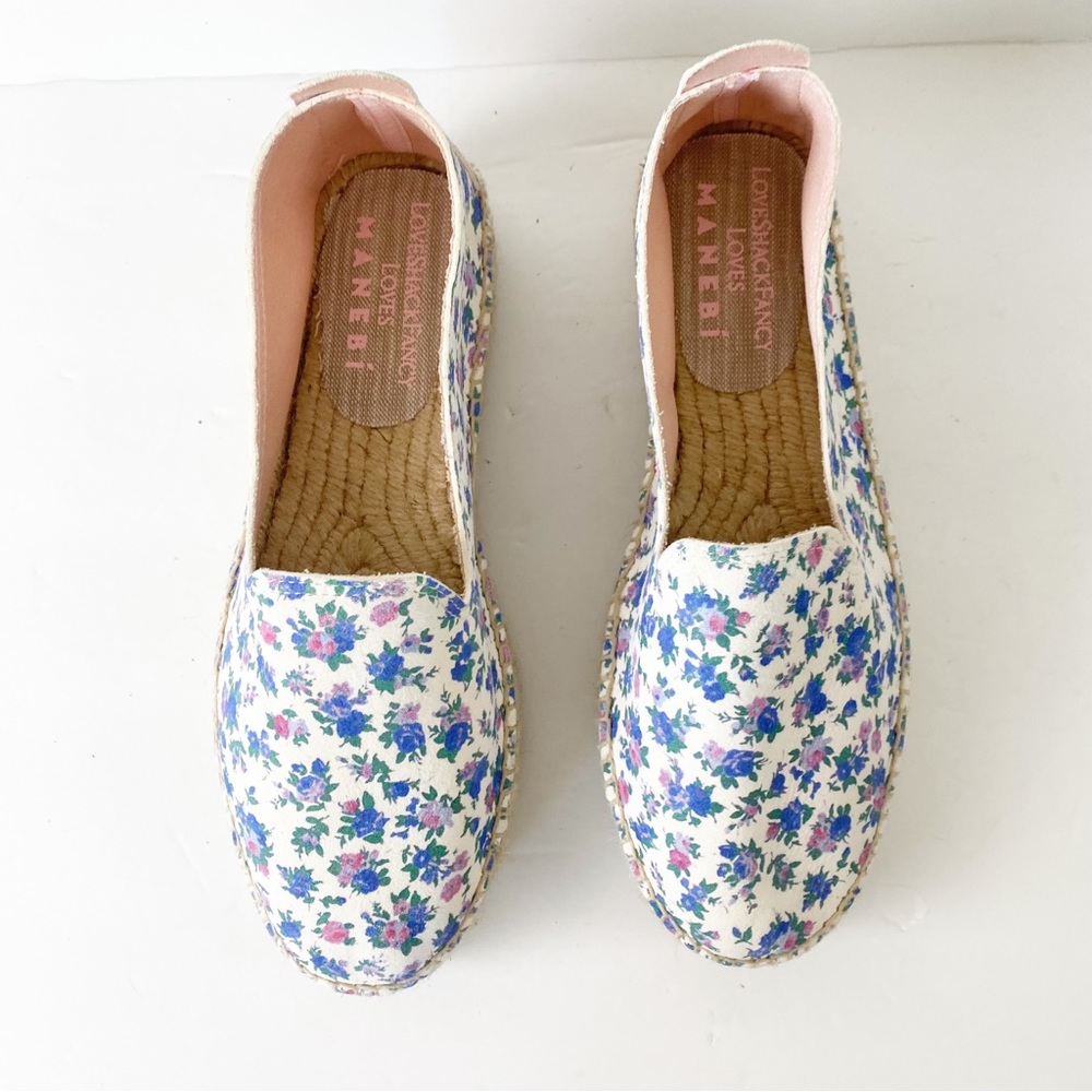 LoveShackFancy Floral Espadrilles in Blue and White - Picture 7 of 16